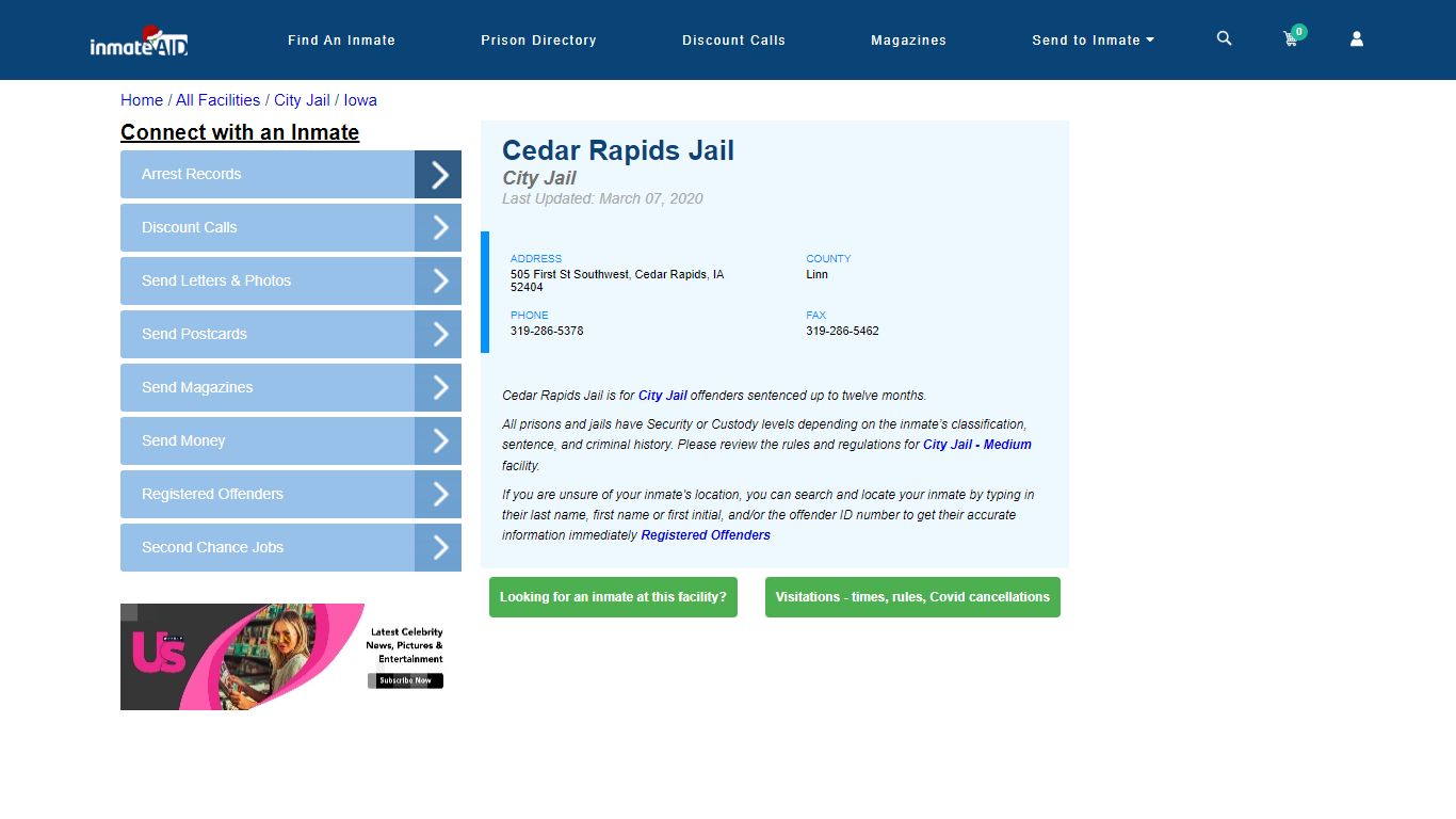 Cedar Rapids Jail | Inmate Locator