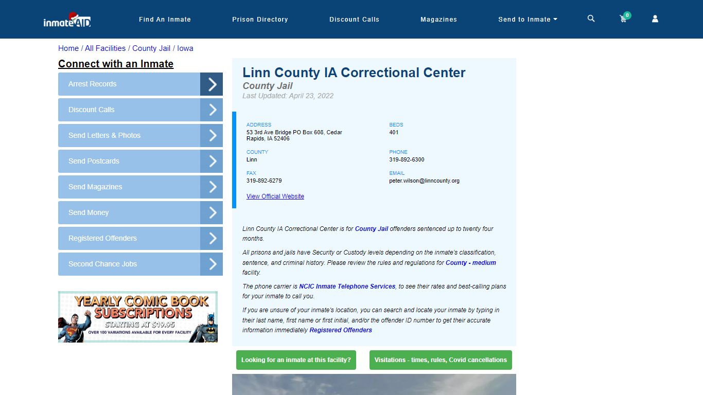 Linn County IA Correctional Center - Inmate Locator - Cedar Rapids, IA